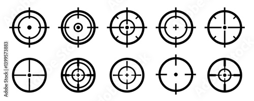 Target icon set. Target destination icon set. Focus target vector isolated icons on white background. Vector illustration