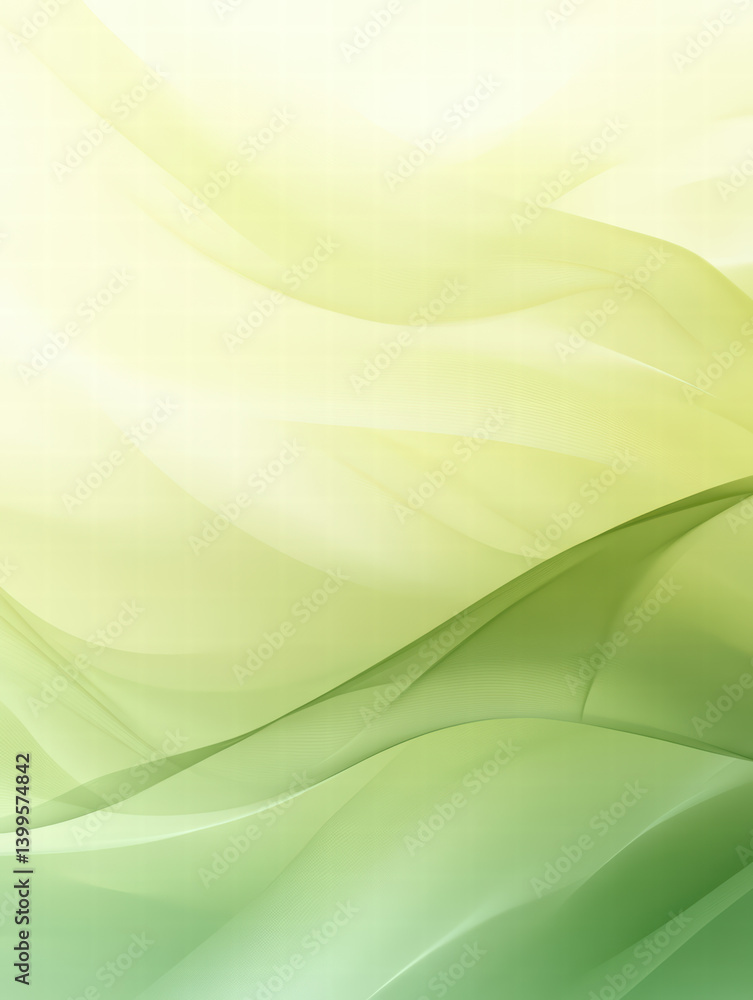 Obraz premium Ethereal Lightness: An abstract composition of soft, undulating waves in shades of pale yellow and green, evoking a sense of serenity and gentle movement.