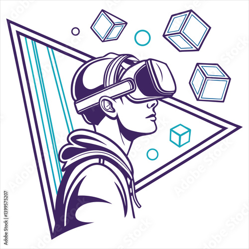"Immersive Virtual Reality Gaming Concept Art"