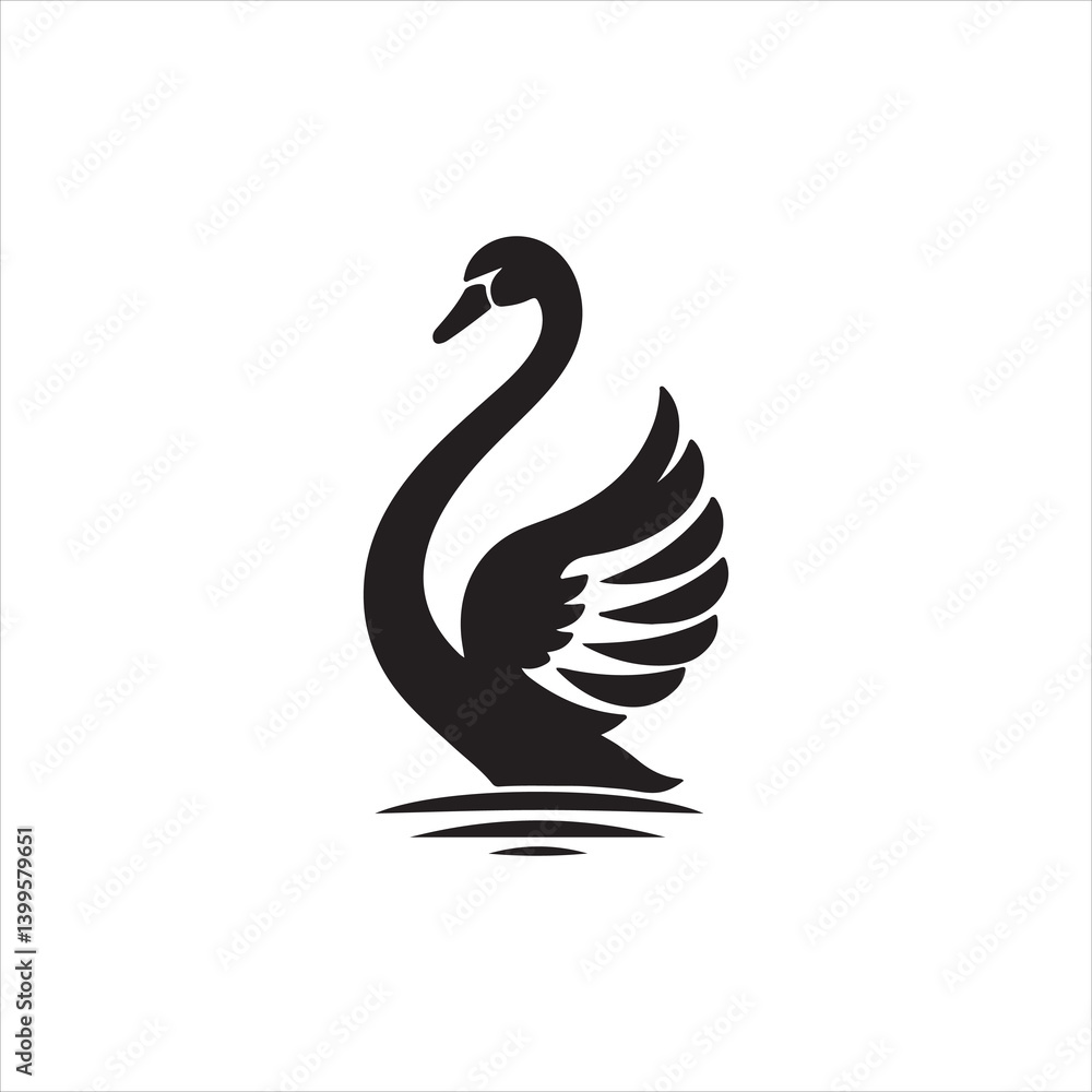 Obraz premium black swan on white