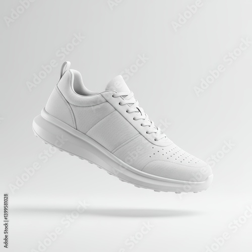Isolated White Shoe Floating Against White Background
