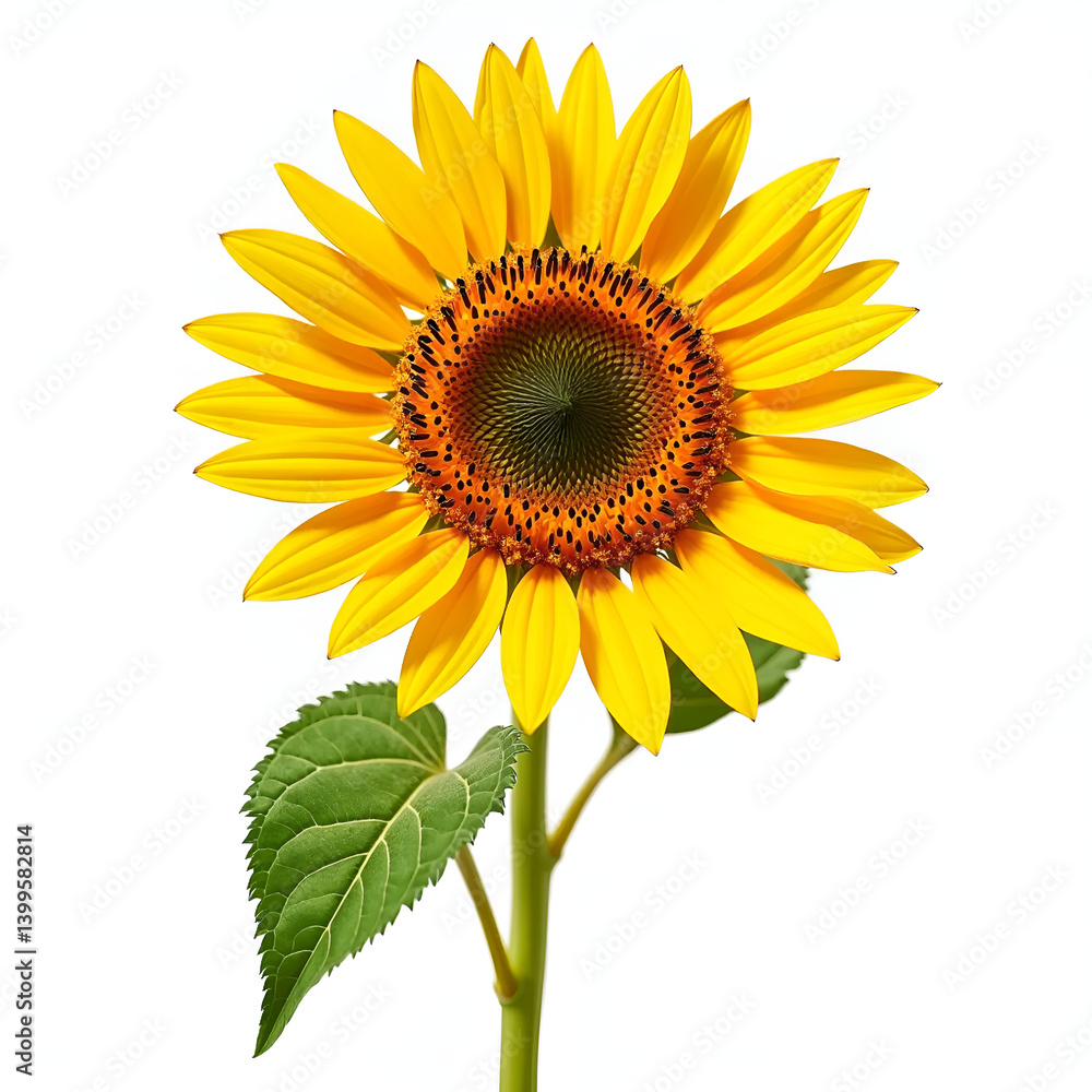 Obraz premium Bright Yellow Sunflower with Large Brown Center – Close-Up Floral Photography with Vibrant Petals 