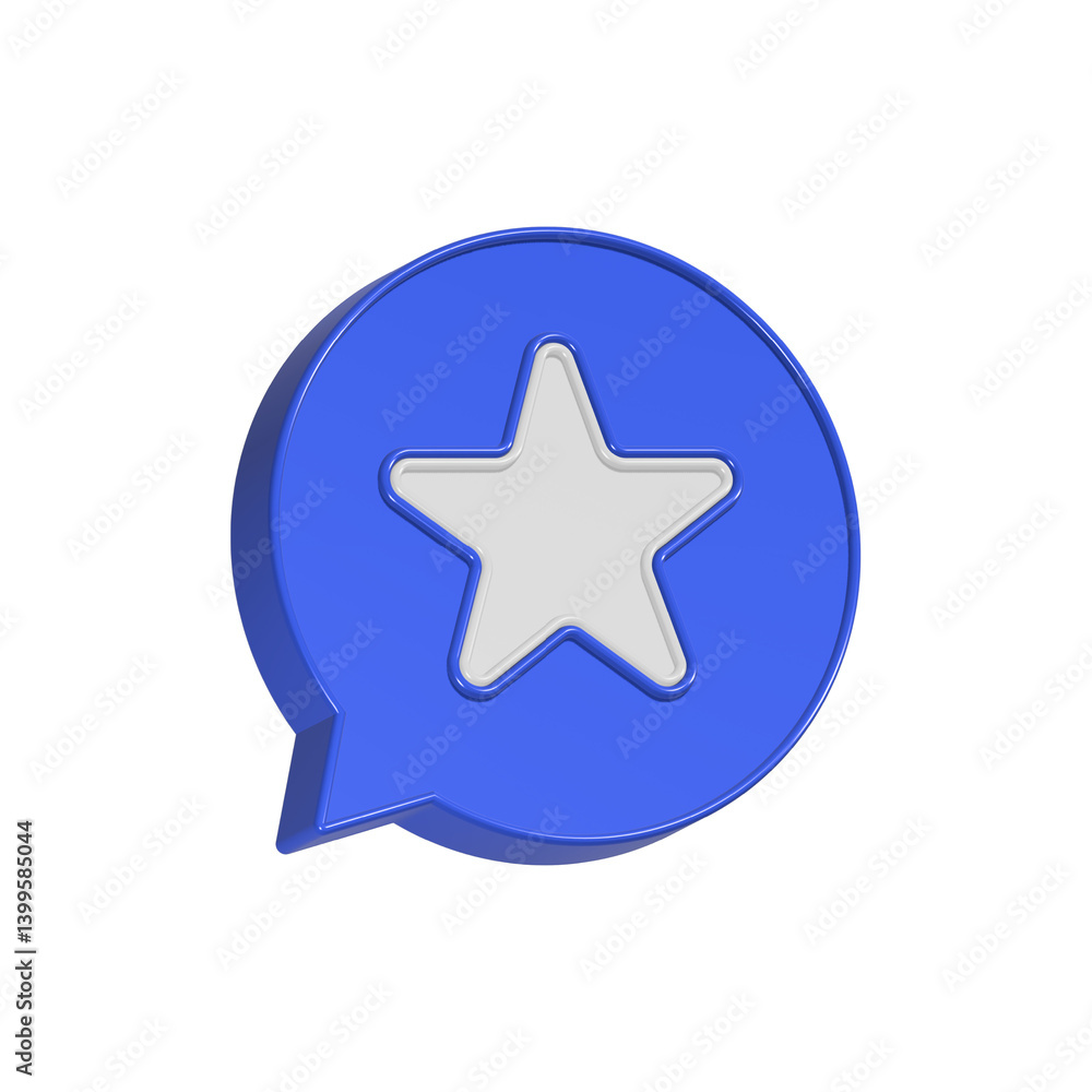 star rating with bubble 3d icon rendering star rating with bubble 3d icon rendering