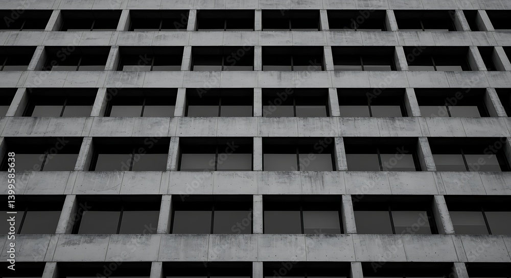 Modern Concrete Building Facade with Regular Windows Modern Concrete Building Facade with Regular Windows
