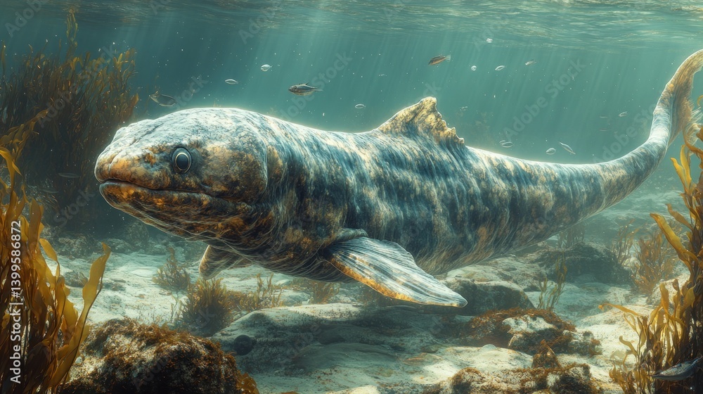 Fototapeta premium Ancient Leviathan: A Digital Reconstruction of a Prehistoric Fish
