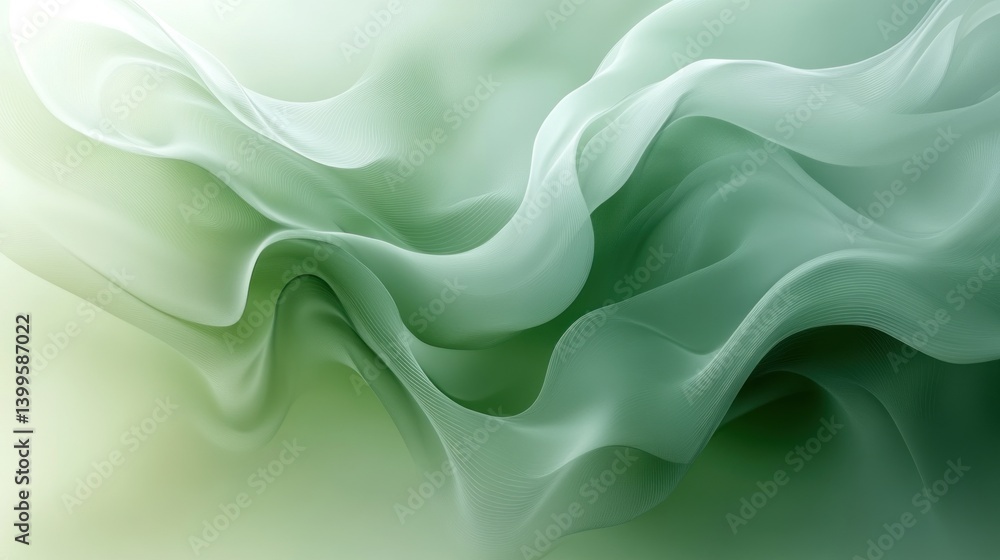 Obraz premium Abstract flowing green fabric design