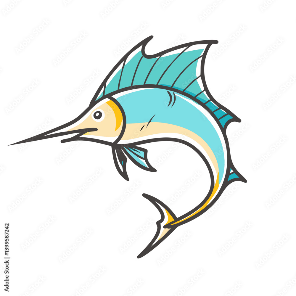 Obraz premium sailfish icon, sailfish vector illustration-simple illustration of sailfish, perfect for sailfish logos and icons
