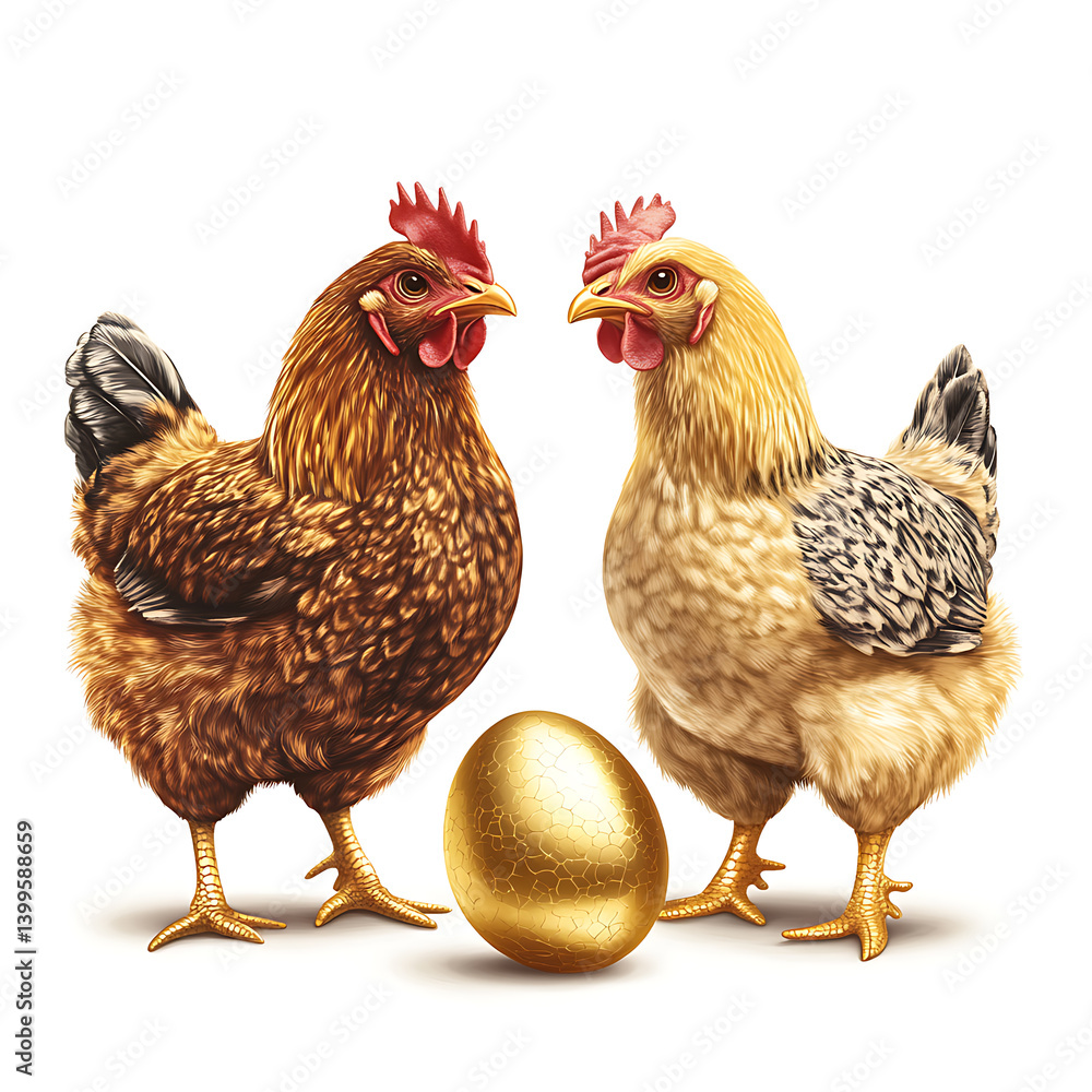 Fototapeta premium Creative conceptual illustrations of eggs, chickens