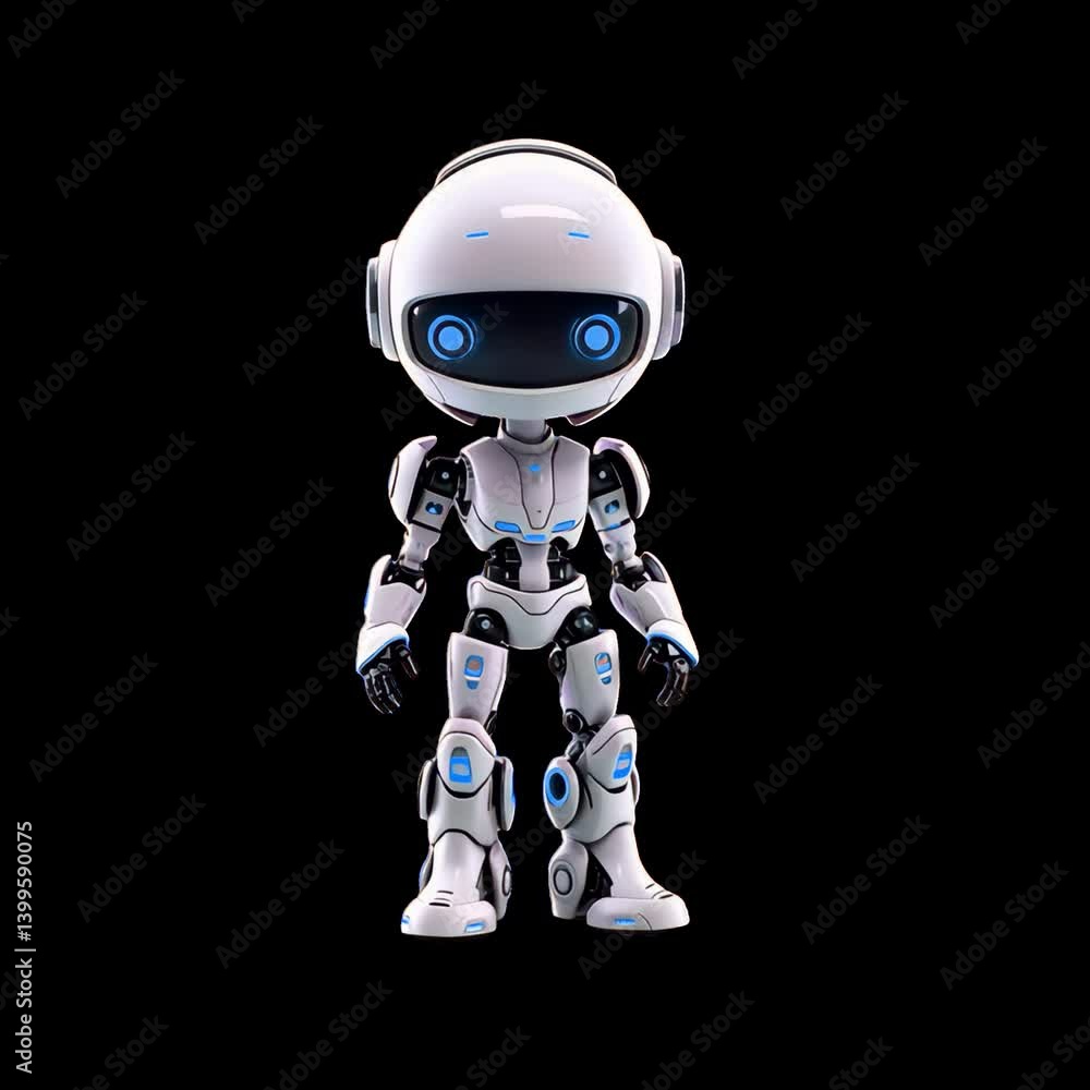 Cute robot animation isolated asset, transparent 4K video, alpha channel, ProRes 4444 Cute robot animation isolated asset, transparent 4K video, alpha channel, ProRes 4444