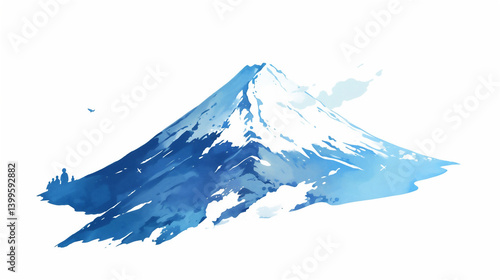 青空に映える富士山の水彩画で行楽気分を表現 generative ai