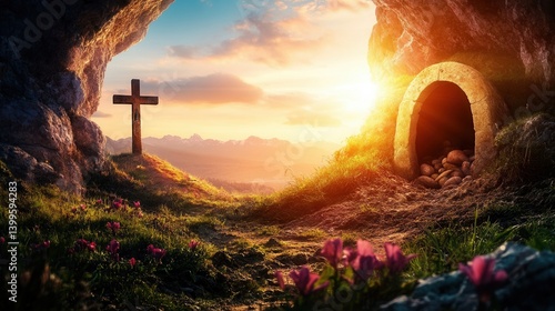 Easter, the holiday of the resurrection of Jesus Christ, Christ is risen, a day in the garden in Jerusalem, Israel