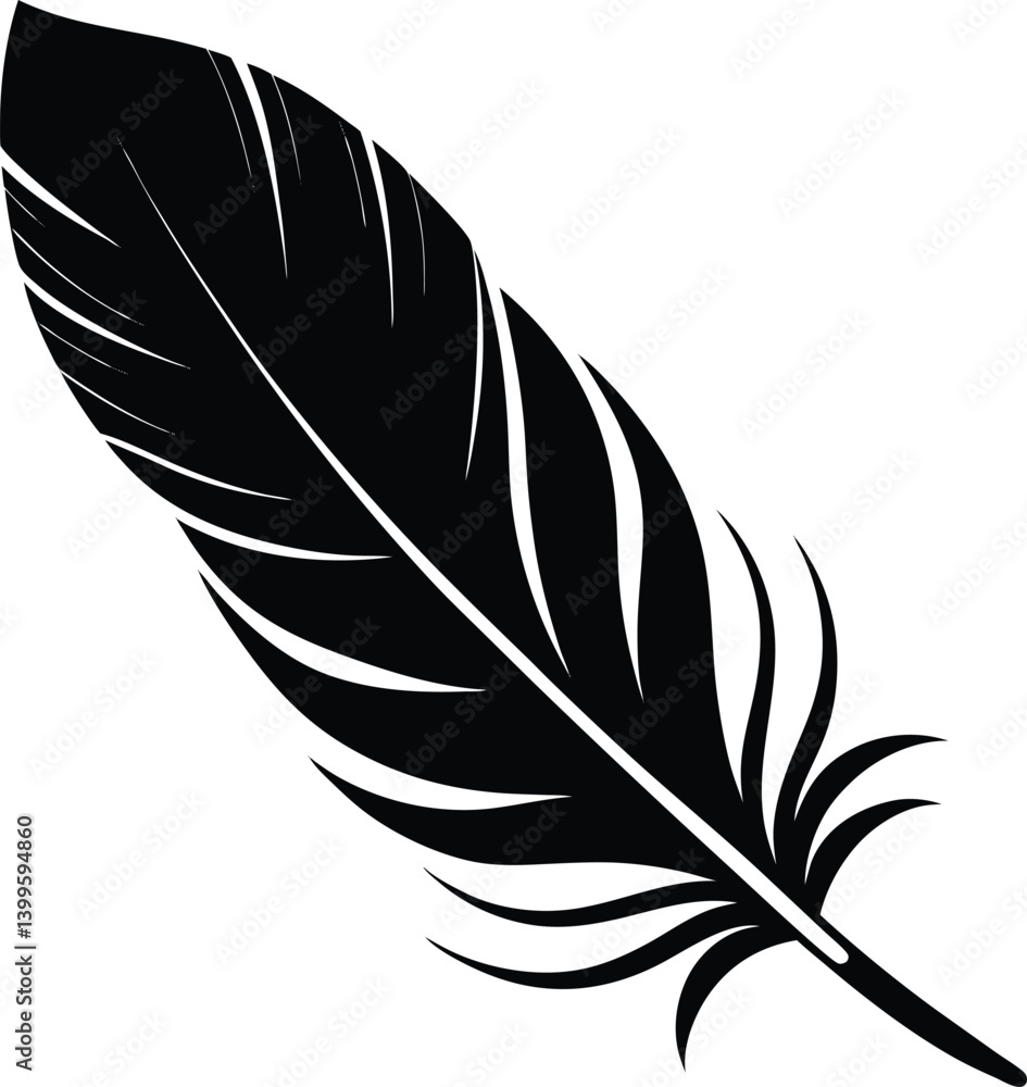 Obraz premium Feather Silhouette Vector | Elegant Bird Feather Design for Creative Use