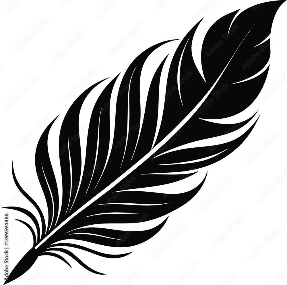 Obraz premium Feather Silhouette Vector | Elegant Bird Feather Design for Creative Use