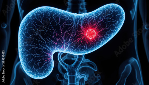 3d rendering of a highlighted pancreatic tumor.