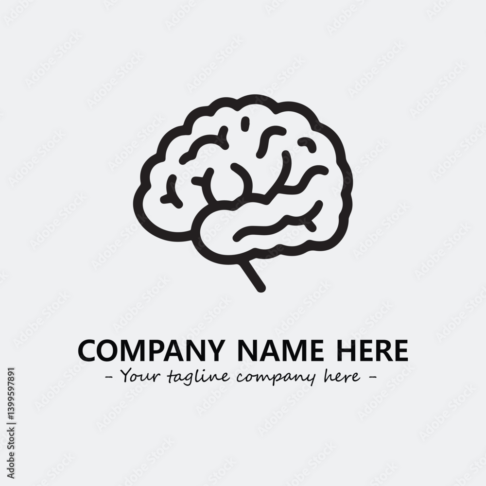 Brain illustration black and white for logo company vector image Brain illustration black and white for logo company vector image