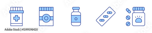 medicine, bottle, pills. Medicine Icon vector illustration. Line Duotone style. Editable stroke