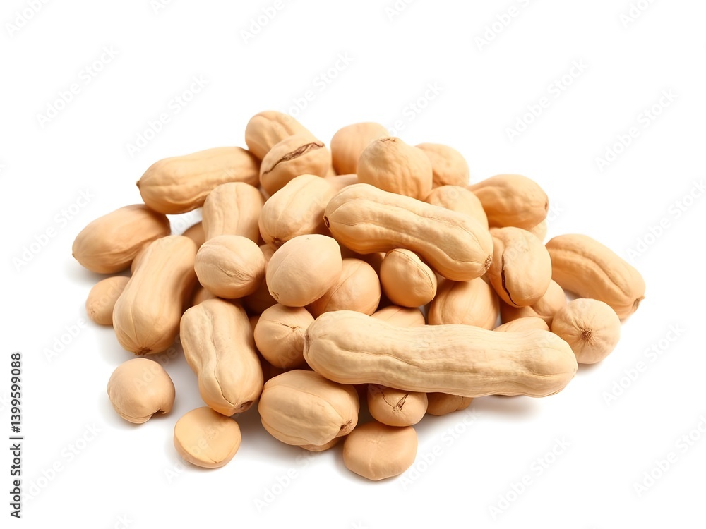 Heap of Whole Unshelled Peanuts on White Background – High Resolution Isolated Nut Image for Food Packaging, Nutrition, and Snack Advertising Design Heap of Whole Unshelled Peanuts on White Background – High Resolution Isolated Nut Image for Food Packaging, Nutrition, and Snack Advertising Design