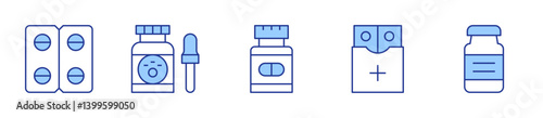 medicine, vial. Medicine Icon vector illustration. Line Duotone style. Editable stroke