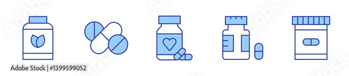 medicine, vegan, pills. Medicine Icon vector illustration. Line Duotone style. Editable stroke
