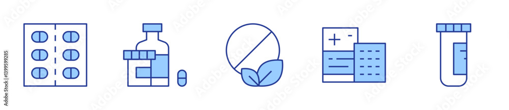 pills, medicine. Medicine Icon vector illustration. Line Duotone style. Editable stroke
