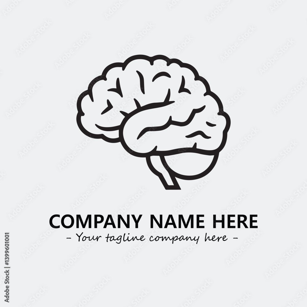 Brain illustration black and white for logo company vector image Brain illustration black and white for logo company vector image