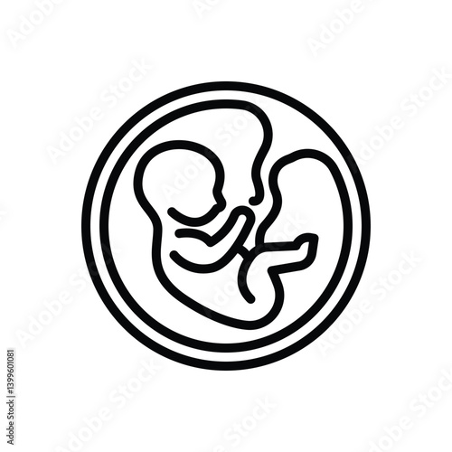 Black line icon for embryo