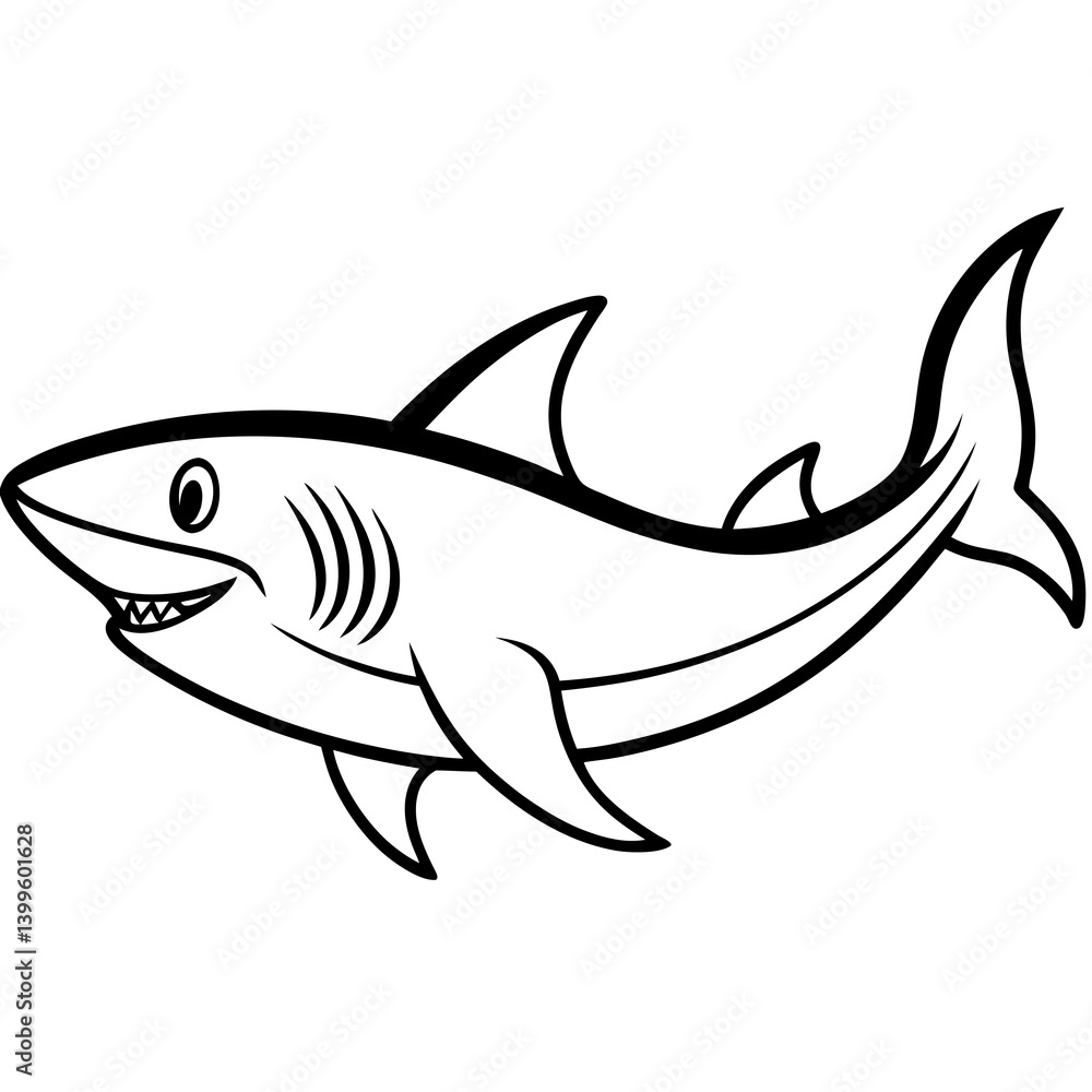 Minimal Shark Lunging Vector on White Background Minimal Shark Lunging Vector on White Background