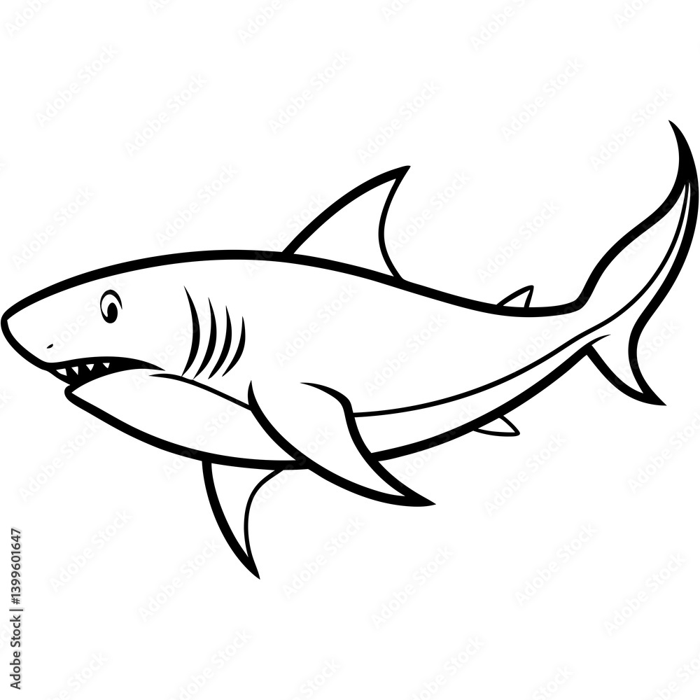 Minimal Shark Lunging Vector on White Background Minimal Shark Lunging Vector on White Background
