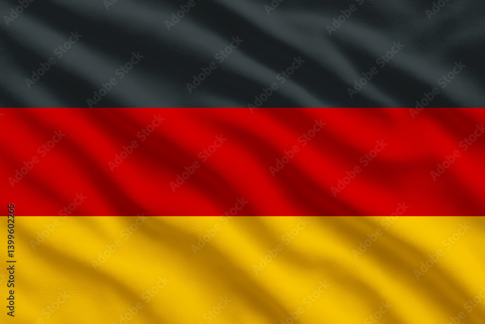 Obraz premium Waving flag of Germany, German flag blowing in the wind, full frame smooth folds