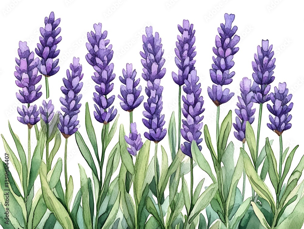 Naklejka premium Lavender Watercolor Illustration