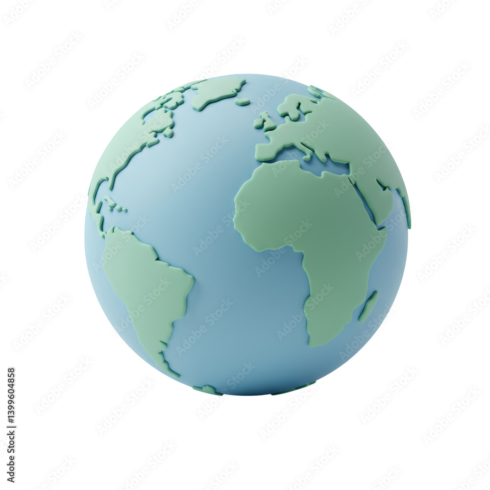 Pastel Blue And Green 3D Render Of Earth Globe Pastel Blue And Green 3D Render Of Earth Globe