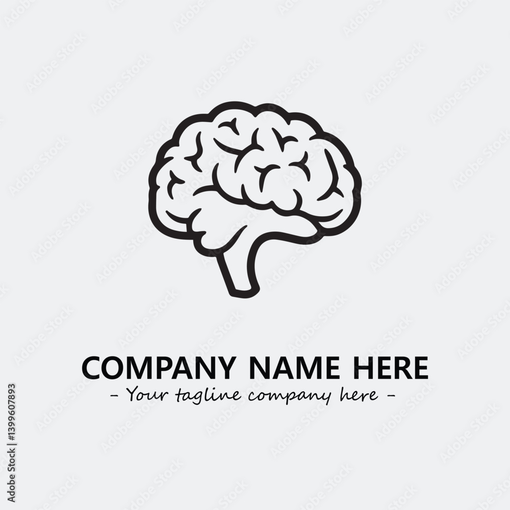 Brain illustration black and white for logo company vector image Brain illustration black and white for logo company vector image