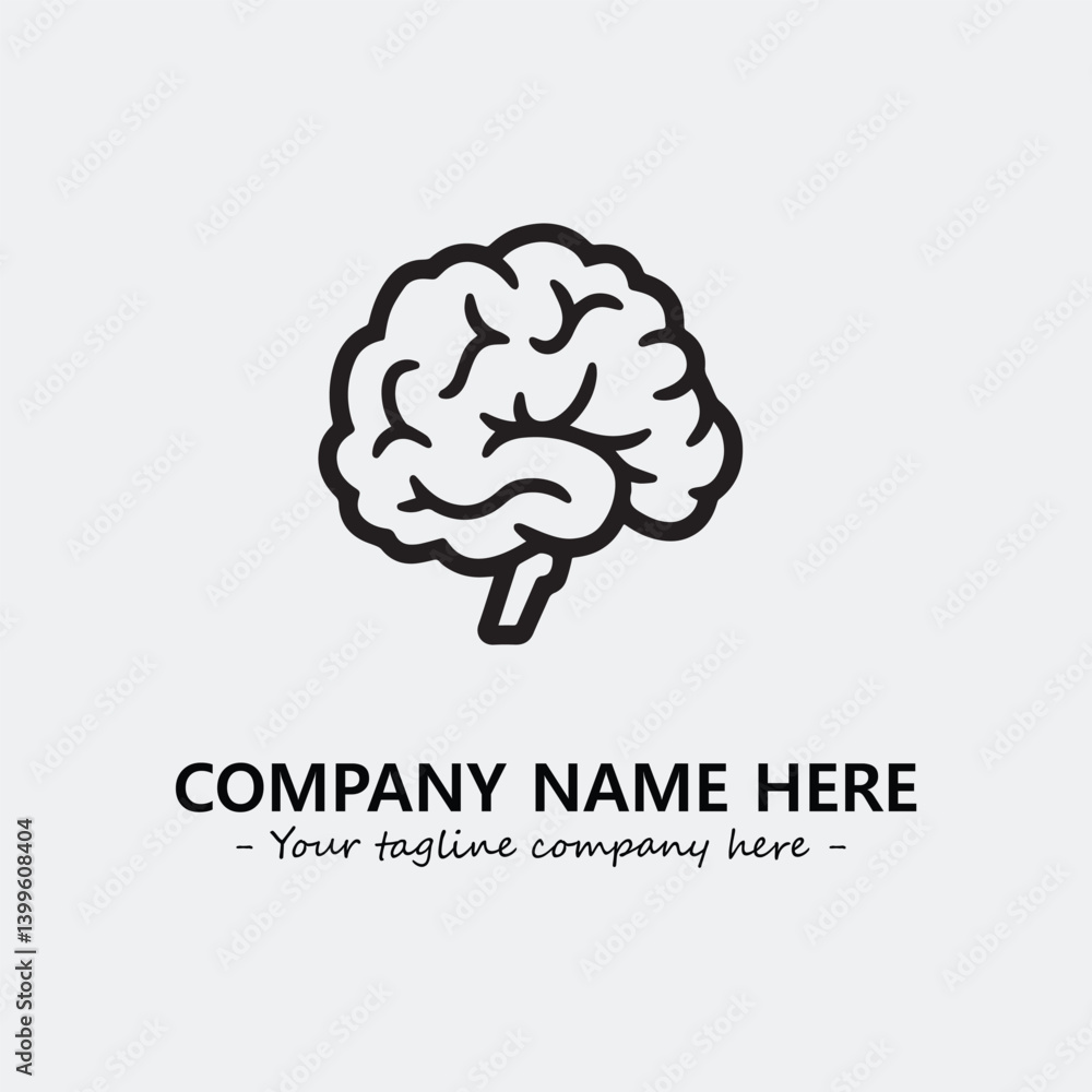 Brain illustration black and white for logo company vector image Brain illustration black and white for logo company vector image
