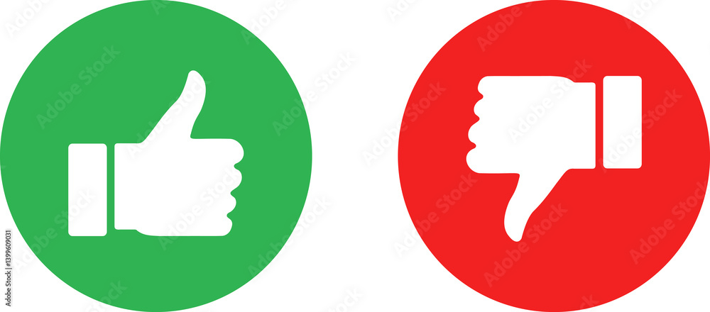 Thumbs up and thumbs down. Like or dislike icon button. Rating, review Thumbs up and thumbs down. Like or dislike icon button. Rating, review