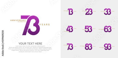 Anniversary logo set vector design, purple color for celebration event