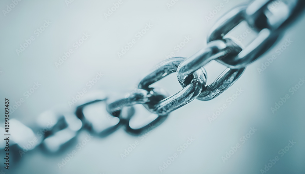 Fototapeta premium One plain metal chain on white background