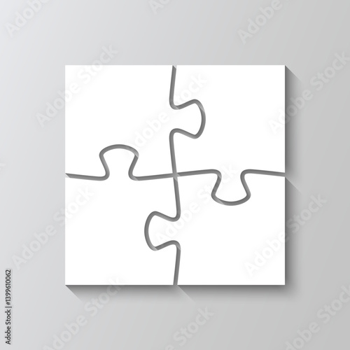 Jigsaw puzzle with 4 pieces. Puzzle square business presentation infographic. Square info graphic of process diagram. Business presentation for infographics. Vector illustration