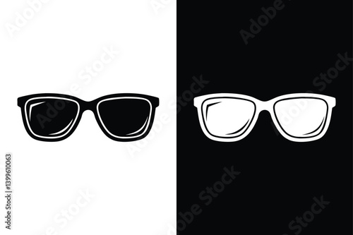 Cool Black Sunglasses Vector. Summer Silhouette Design Concept