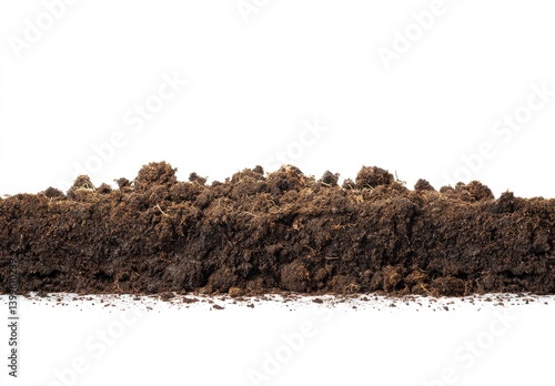 Wallpaper Mural Rich brown soil on a white background, ideal for gardening or agriculture concepts. Torontodigital.ca