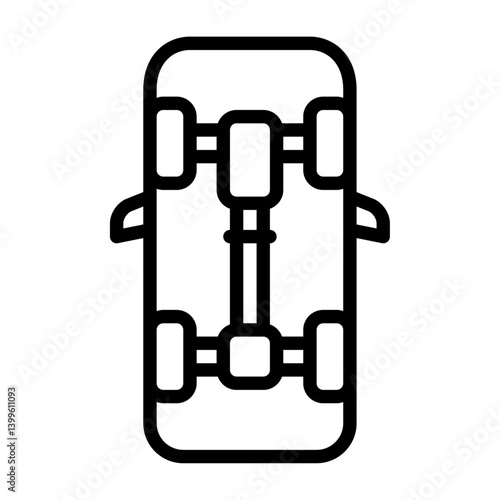 AWD drivetrain outline icon. drivetrain black line illustration.