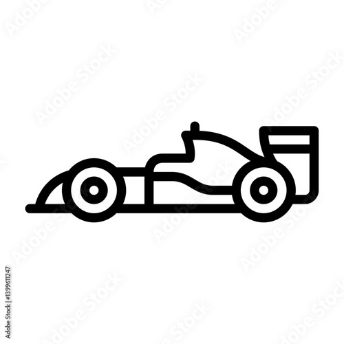 formula one outline icon. racing car black line illustration.