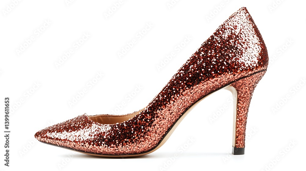 Obraz premium Pair of red glittery high heels with a pointed toe