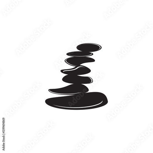 Stone balance logo line art vector illustration design
