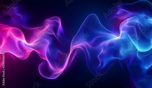 Abstract fluid blue and purple neon color waves on a dark background. Modern creative design concept banner for social media
