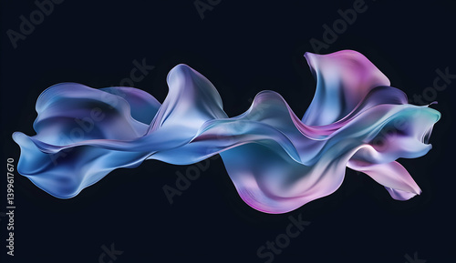 Abstract fluid blue and purple shapes in motion on a dark background