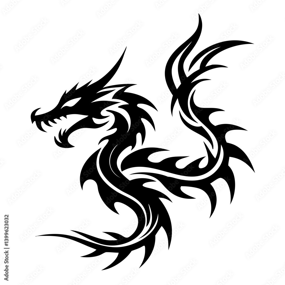 Naklejka premium Chinese dragon silhouette