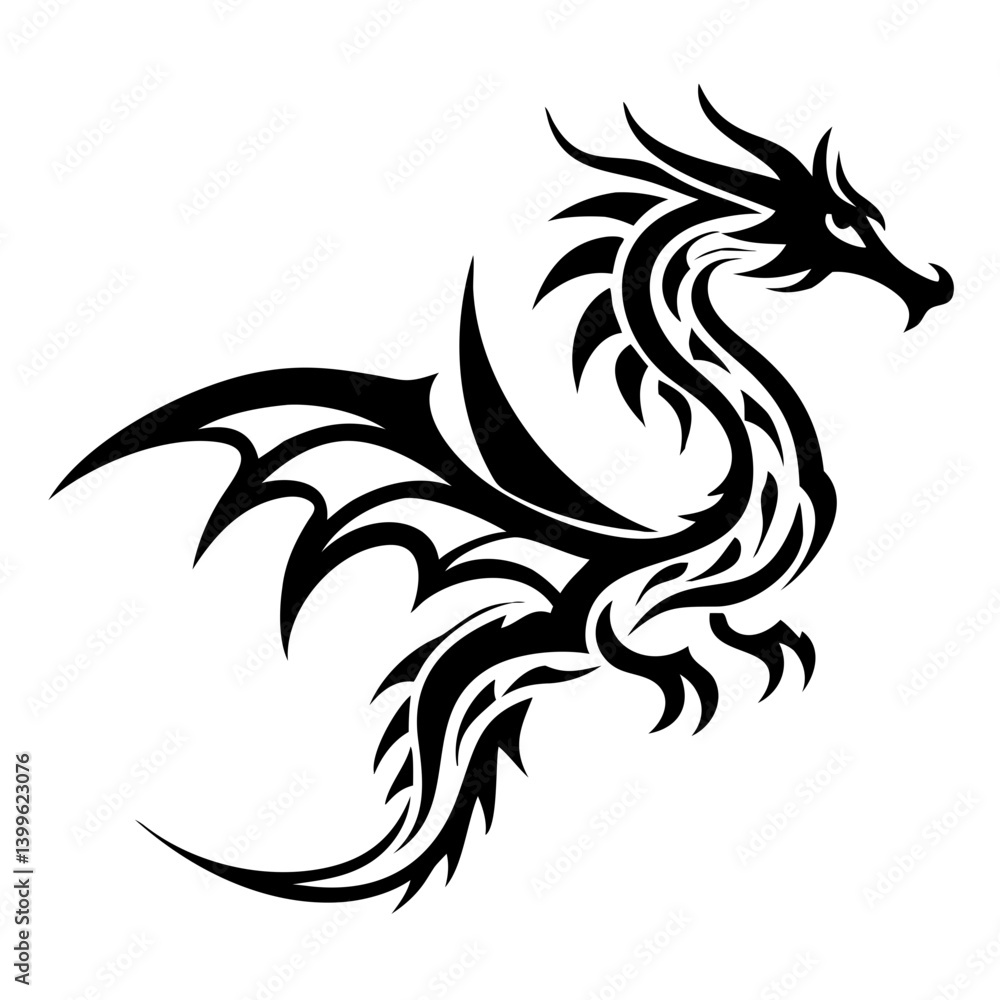 Naklejka premium Chinese dragon silhouette