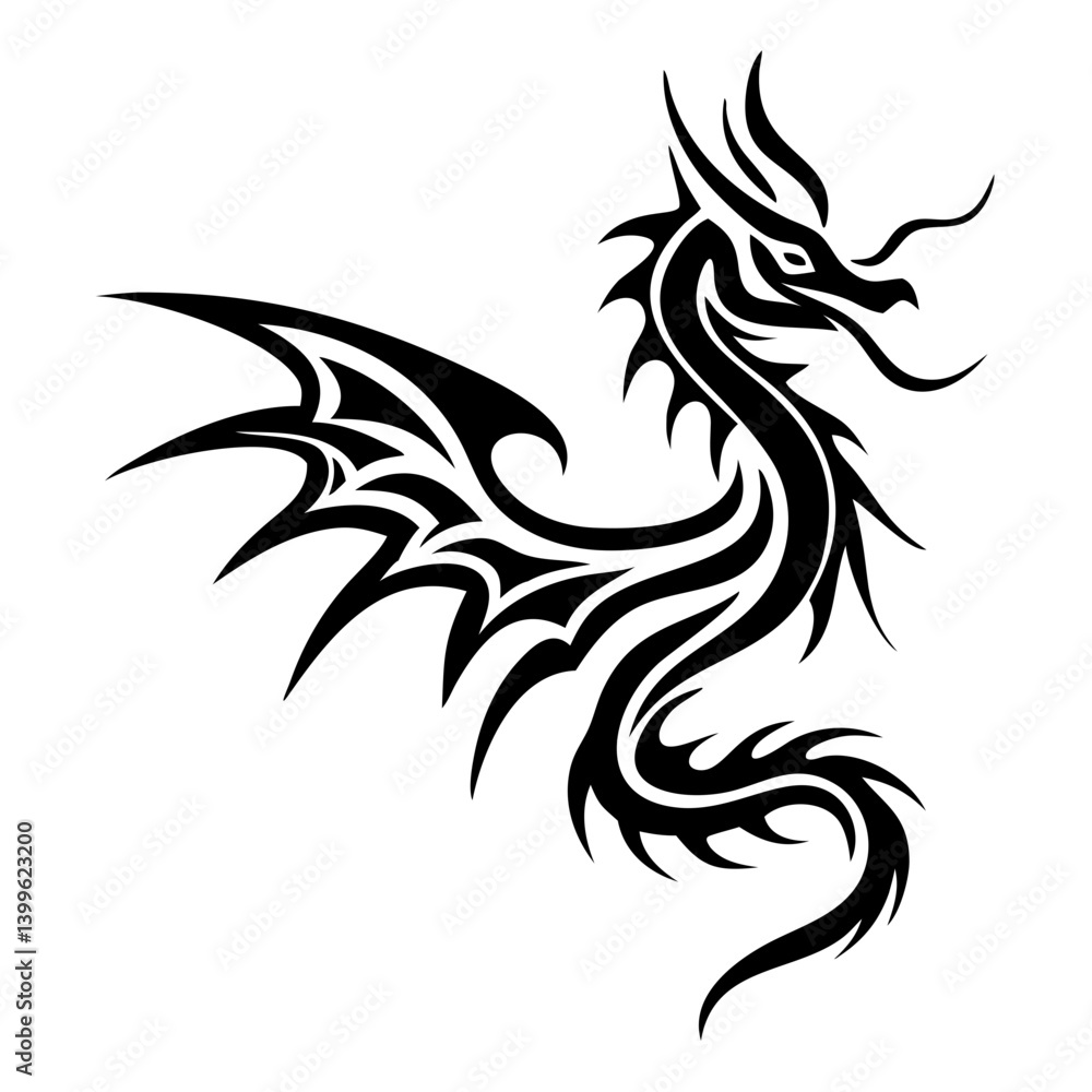 Obraz premium Chinese dragon silhouette