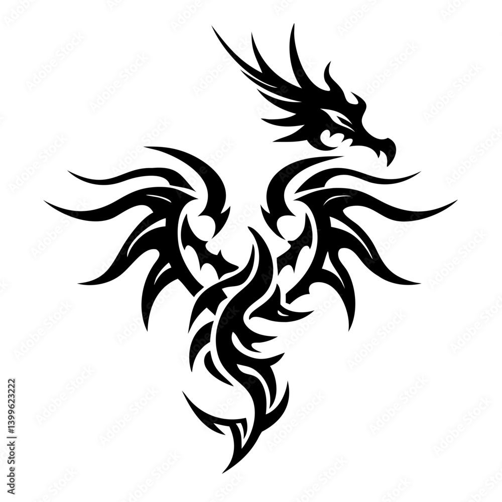 Naklejka premium Chinese dragon silhouette