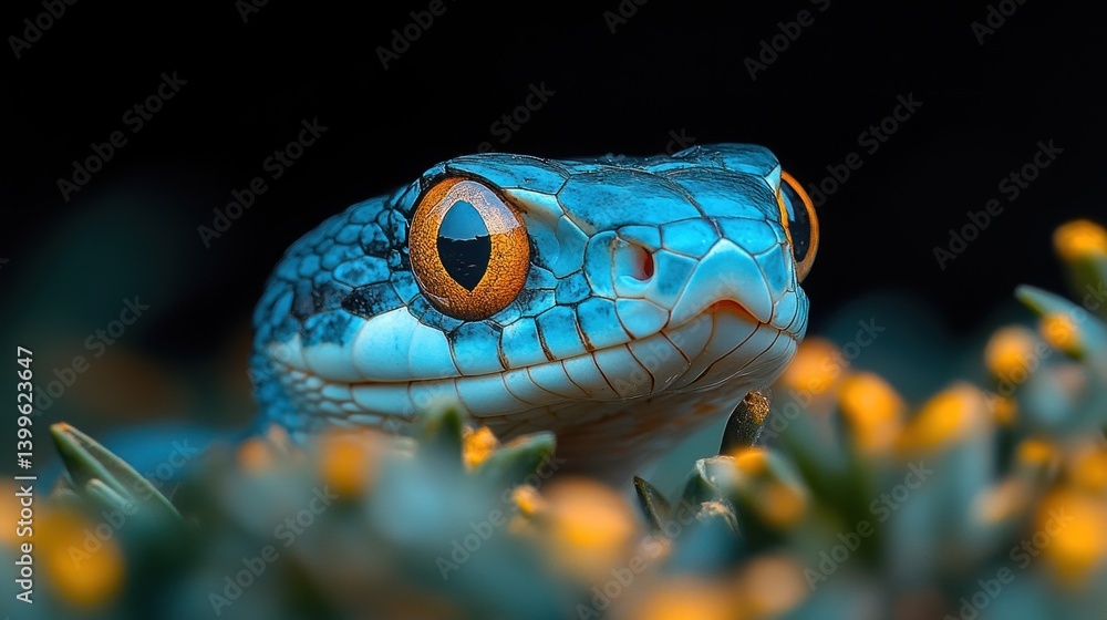 Obraz premium Stunning Close-Up of a Vibrant Blue Snake